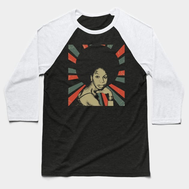 Nina Simone || Vintage Art Design || Exclusive Art Baseball T-Shirt by Setipixel